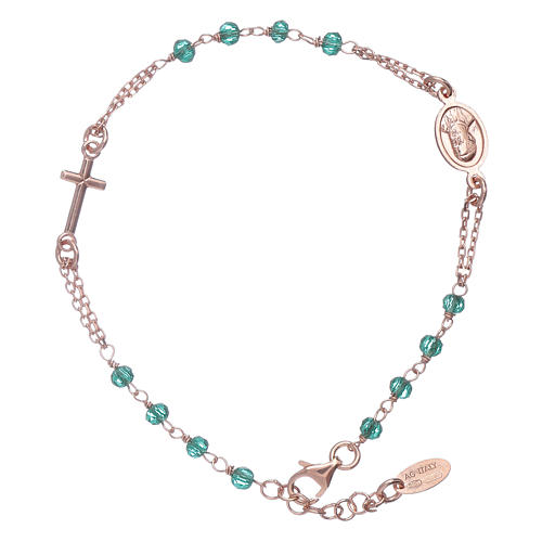 Pulsera rosario plata 925 AMEN cristales verdes 1