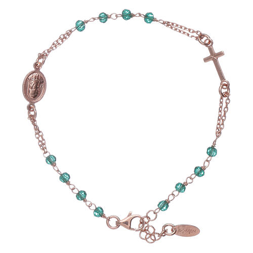 Pulsera rosario plata 925 AMEN cristales verdes 2