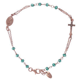 Rosenkranz Armband AMEN rosa Silber 925 Kristallen und Kreuz