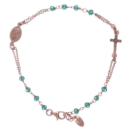 Rosenkranz Armband AMEN rosa Silber 925 Kristallen und Kreuz 2