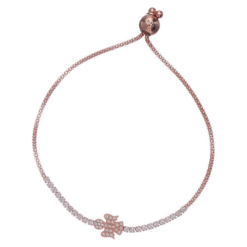 AMEN rosè 925 sterling silver bracelet with a white zircon angel insert 1