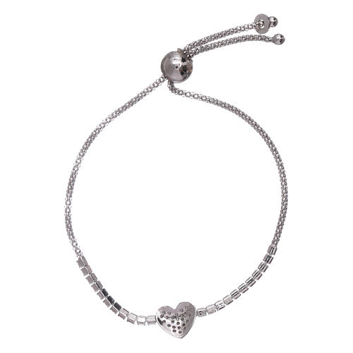 Pulsera AMEN plata 925 rodiada y corazón zirconado 2