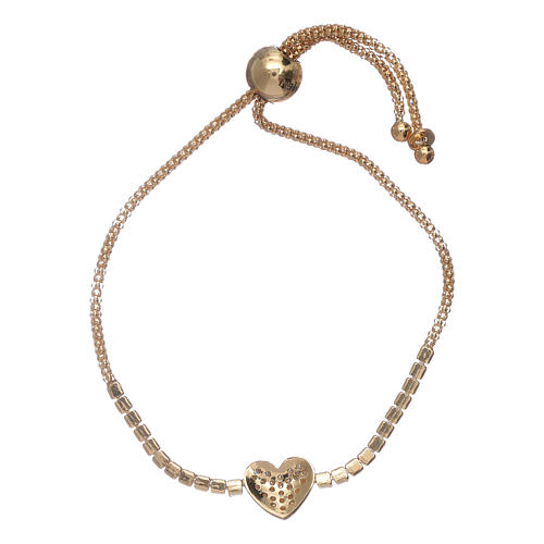 Bracelet argent 925 doré AMEN coeur zircons 2