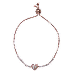 Bracelet avec coeur AMEN arg 925 rosé et zircons