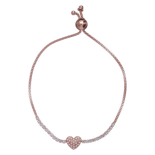 Bracelet avec coeur AMEN arg 925 rosé et zircons 1