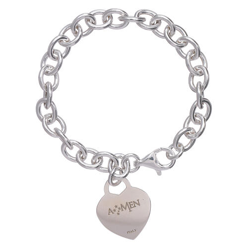 AMEN 925 sterling silver bracelet with a pendant heart 2