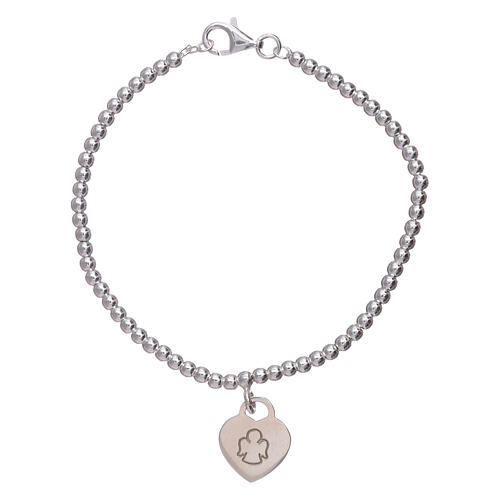 AMEN 925 sterling silver bracelet finished in rhodium with a pendant heart 1