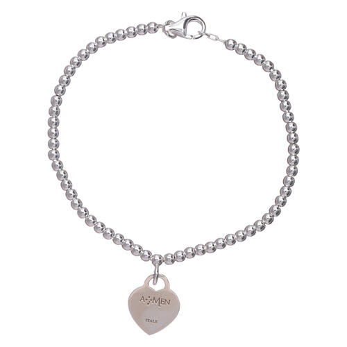 AMEN 925 sterling silver bracelet finished in rhodium with a pendant heart 2