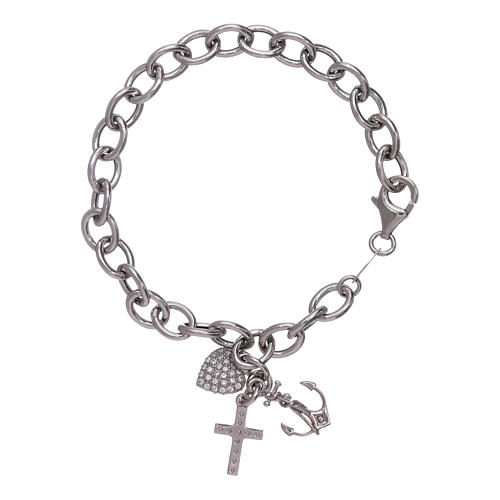 AMEN 925 sterling silver bracelet with zircons Faith, Hope and Charity 2