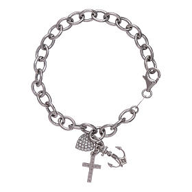 Pulseiras AMEN: Pulseira Fé Esperança e Caridade prata 925 e zircões AMEN