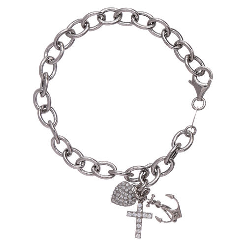 AMEN 925 sterling silver bracelet with zircons Faith, Hope and Charity 1