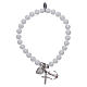 AMEN 925 sterling silver bracelet with 5 mm white agate beads, Faith, Hope and Charity s1