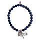 Armband AMEN blaue Achat Perlen 5mm theologischen Tugenden Symbol Silber s1