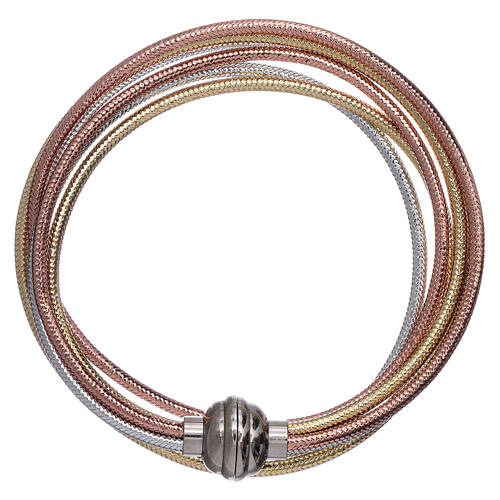 Pulsera AMEN lurex color oro, rosado y plata 1