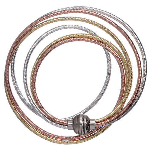 Pulsera AMEN lurex color oro, rosado y plata 2