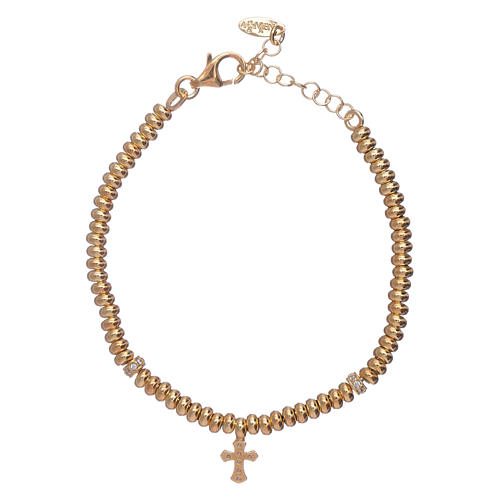 Pulsera plata 925 dorada y cruz AMEN 2