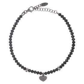 AMEN 925 sterling silver bracelet  with black crystals and a zirconate cross