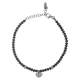 Bracelet AMEN cristaux noirs argent 925 coeur zircons