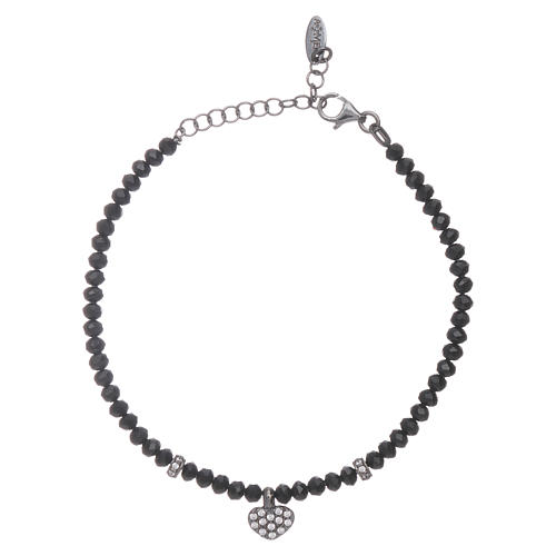 Bracelet AMEN cristaux noirs argent 925 coeur zircons 1