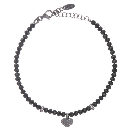 Bracelet AMEN cristaux noirs argent 925 coeur zircons 2