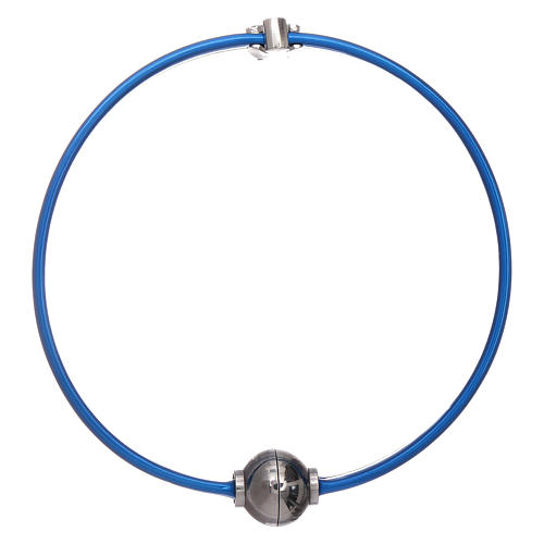 Bracelet bleu thermoplastique ange zircons argent 925 AMEN 2