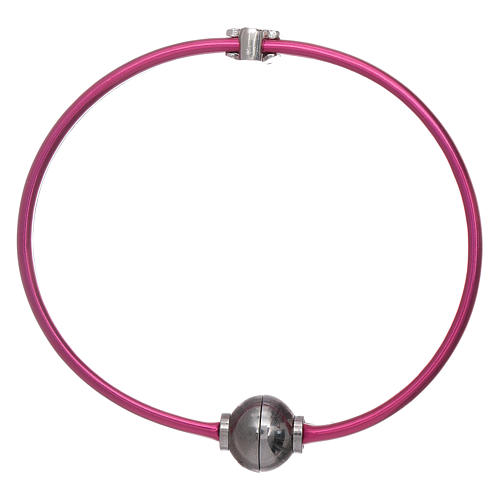 Bracciale angioletto zirconato arg 925 AMEN termoplastica fucsia 2