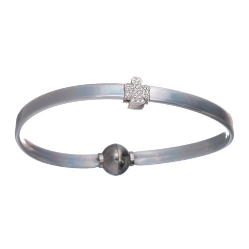 AMEN grey thermoplastic bracelet with a 925 sterling silver zirconate angel insert 1