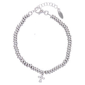 Bracelet argent 925 rhodié croix avec zircons AMEN