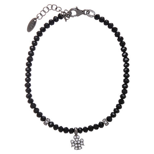 AMEN bracelet 925 sterling silver with black crystals and a rhodium zirconate angel 1
