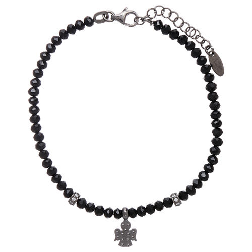 AMEN bracelet 925 sterling silver with black crystals and a rhodium zirconate angel 2