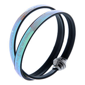 Bracciali AMEN: Bracciale AMEN termoplastica incisione Padre Nostro opale di fuoco