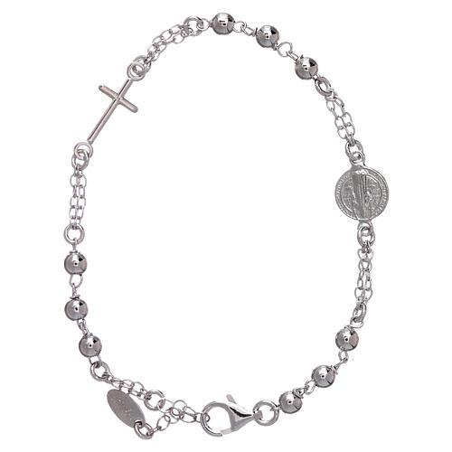 AMEN bracelet 925 sterling silver with medalet spheres and cross 2
