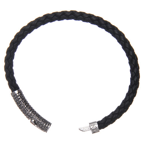 Amen bracelet in black woven leather Pater Noster 3