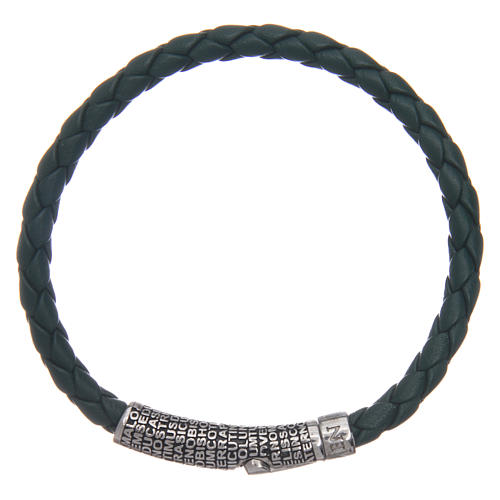 Amen bracelet in green woven leather Pater Noster 2