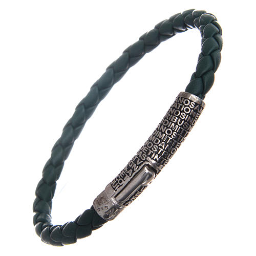 Amen bracelet in green woven leather Pater Noster 4