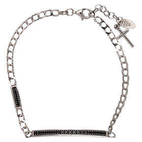 AMEN bracelet in burnished 925 silver with black rhinestones