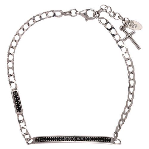 AMEN bracelet in burnished 925 silver with black rhinestones 1