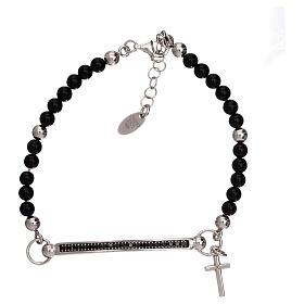 Bracelet with onyx beads and 925 silver, AMEN