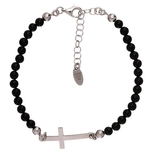 AMEN bracelet with 4mm onyx spheres in 925 silver 1