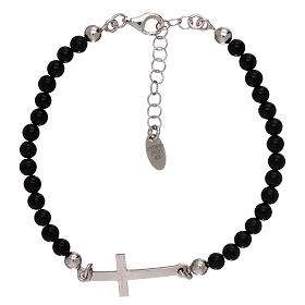 Onyx bracelet with 4mm beads 925 silver AMEN