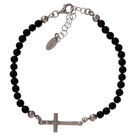 Onyx bracelet with 4mm beads 925 silver AMEN