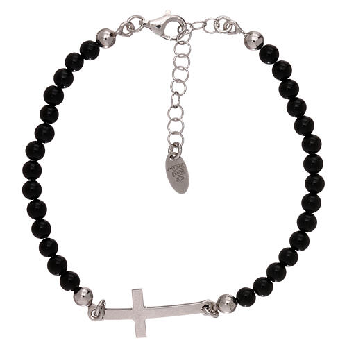 Onyx bracelet with 4mm beads 925 silver AMEN 1