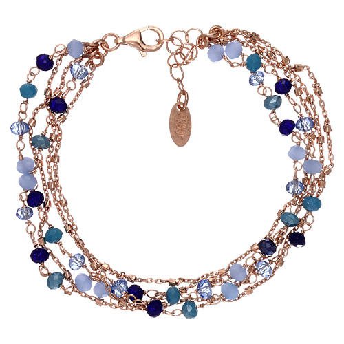 Bracelet AMEN argent 925 rosé et cristaux nuances de bleu 2