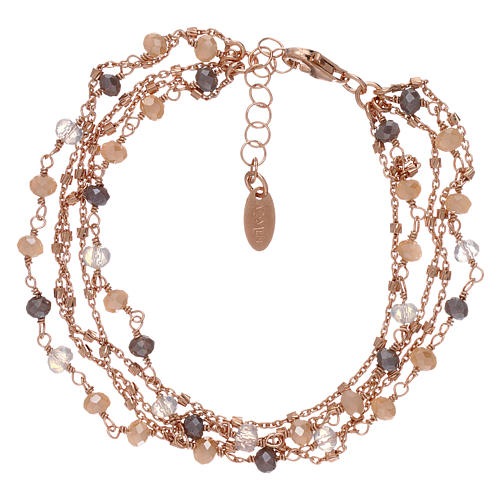 Bransoletka srebro rose 925 z kryształami opalizującymi fume AMEN 2