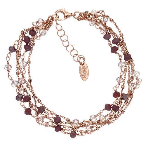 AMEN crystal bracelet in rose silver with purple beads 2