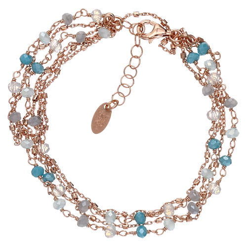 Armband AMEN rosa Silber 925 hellblauen Kristalle 2