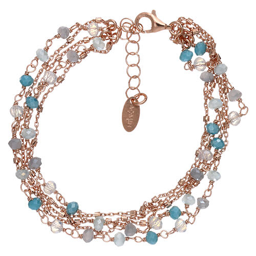 AMEN rose silver bracelet with blue crystals 1