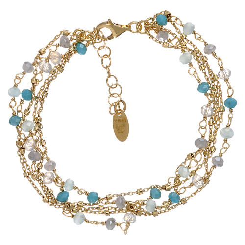 Armband AMEN vergoldeten Silber 925 hellblauen Kristalle 2