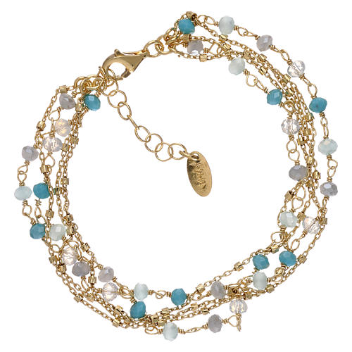 AMEN bracelet in golden 925 silver with light blue crystals 1