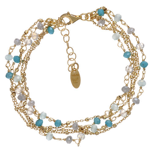 AMEN bracelet in golden 925 silver with light blue crystals 2